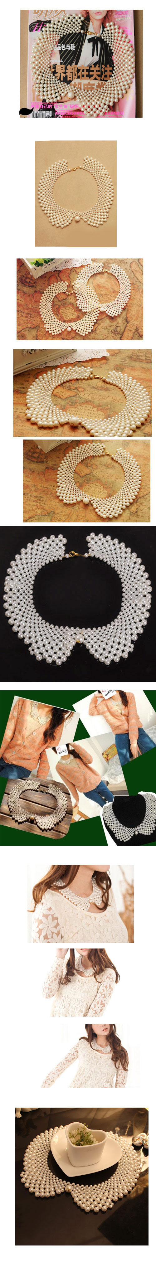 Extra White Handmade  Imitate Pearl False Collar  Beaded Necklaces,Beaded Necklaces