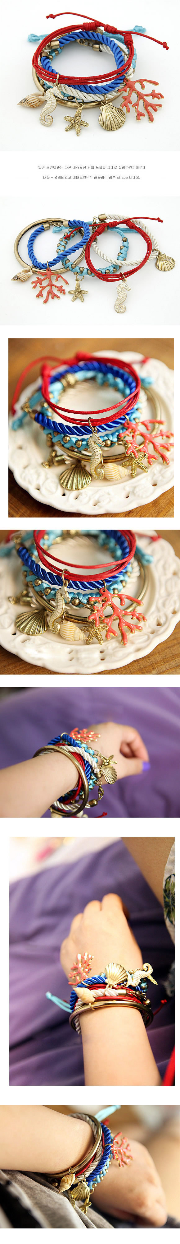 Disposable Red Shell Multi Pendant Alloy Korean Fashion Bracelet,Fashion Bracelets
