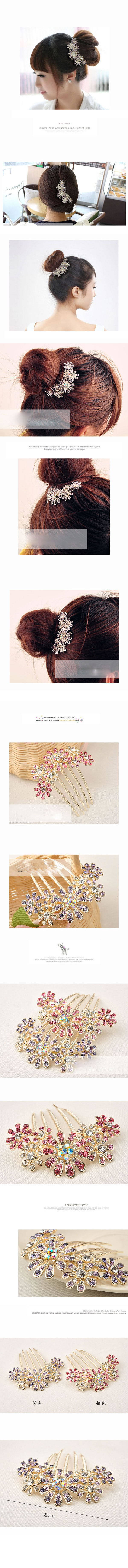 Reversible White Flower Decorated With Cz Diamond Alloy Hair clip hair claw,Hairpins
