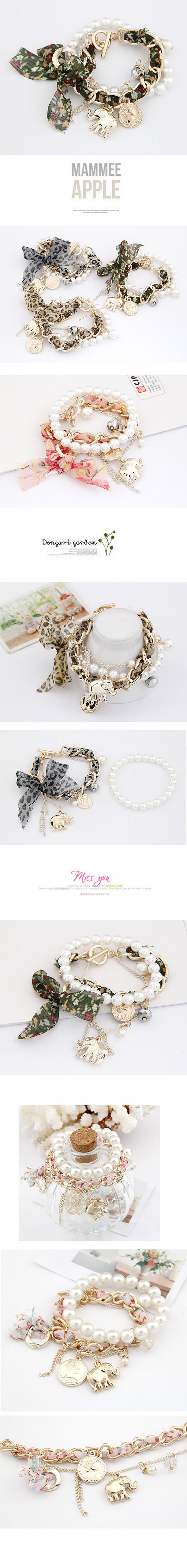Health White Bow Elephant Design Alloy Korean Fashion Bracelet,Fashion Bracelets