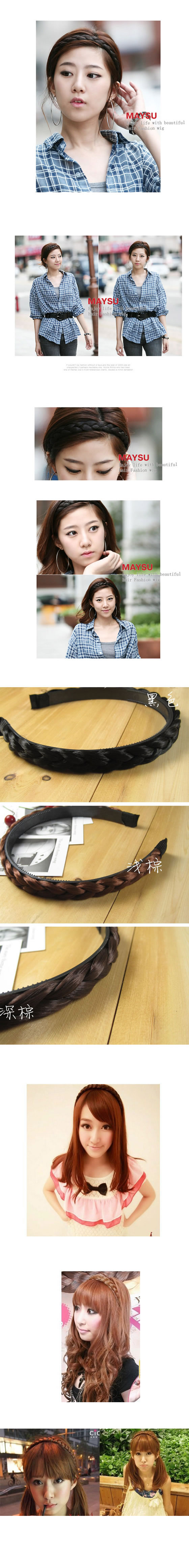 Korean personality fashion weave periwig design hair band hair accessories (Dark Coffee),Head Band