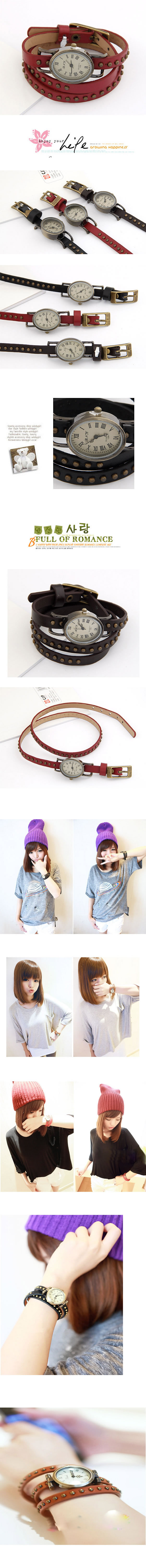 Mobile Red Rivet Pu Leather,Ladies Watches