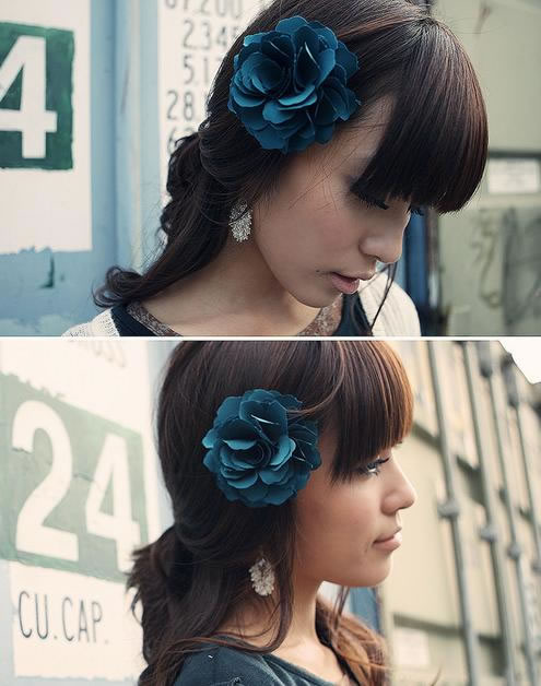 Slacks Blue Flower Design Cloth Hair clip hair claw,Hairpins