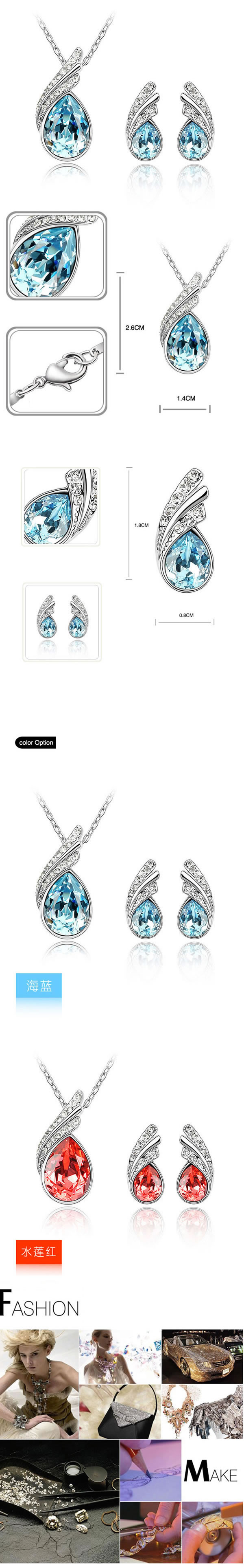 Quilted Blue Set-Water Drop Alloy Crystal Sets,Crystal Sets