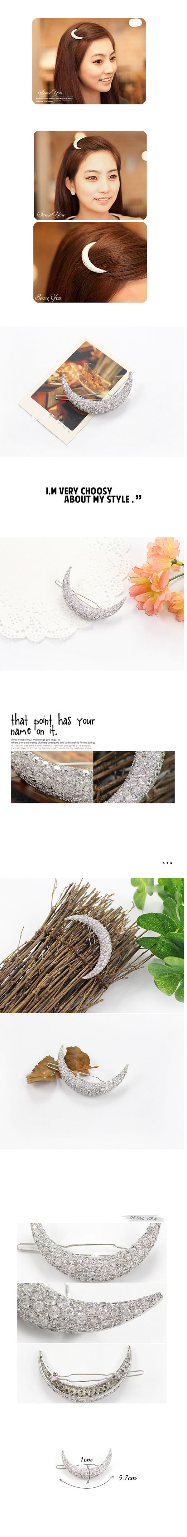 Infinity Silver Color Crescent Shape Decorated With Cz Diamond Alloy Hair clip hair claw,Hairpins