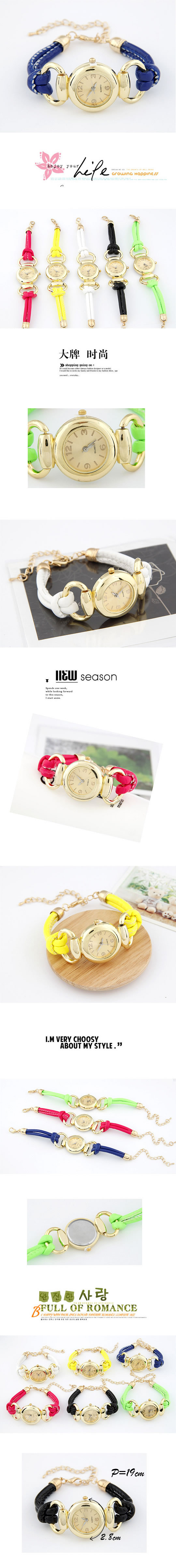 Diy Green Fluorescence Color Pu Leather Alloy Fashion Watches,Ladies Watches