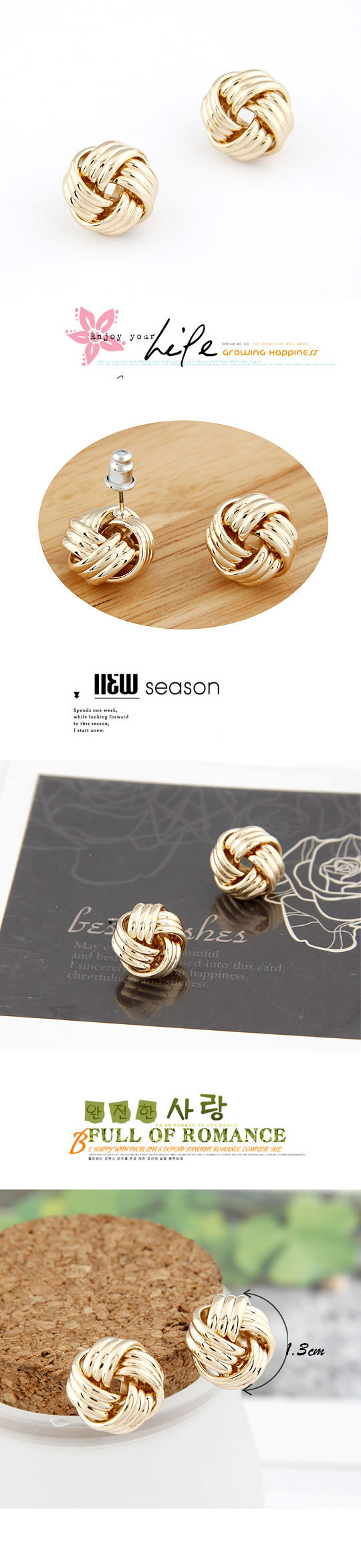 Butterfly Gold Color Weave Design,Stud Earrings