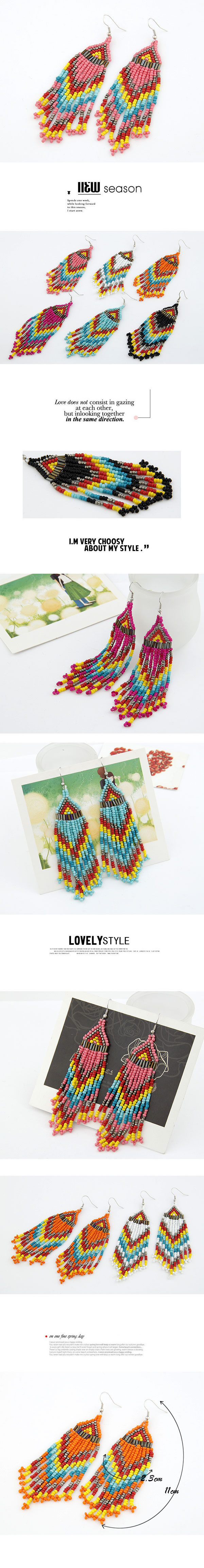Rent Multicolour Handmade Bead Tassels Design,Drop Earrings