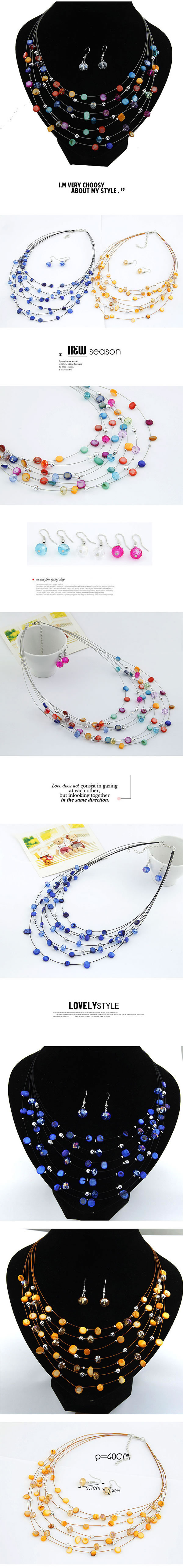Acrylic Multicolour Shell Design Multilayer Alloy Jewelry Sets,Jewelry Sets