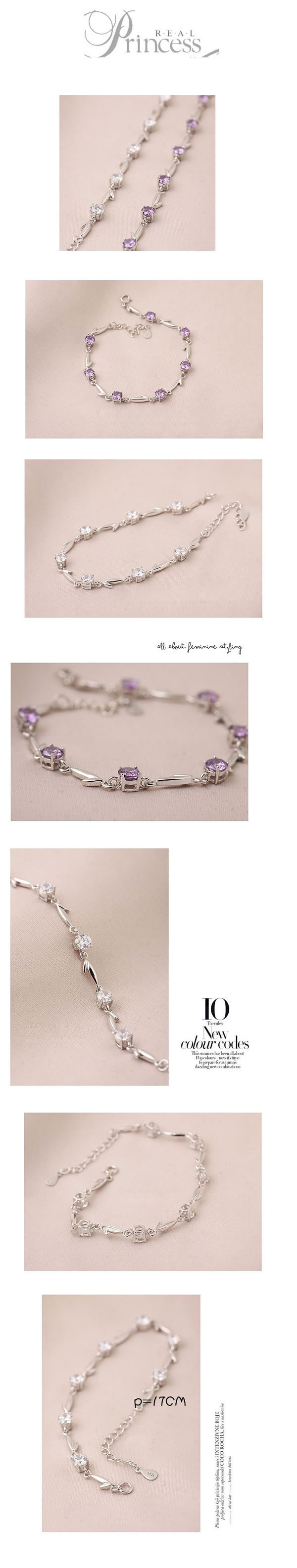 Hip Hop Purple Sweet Design Zircon Fashion Bracelets,Fashion Bracelets