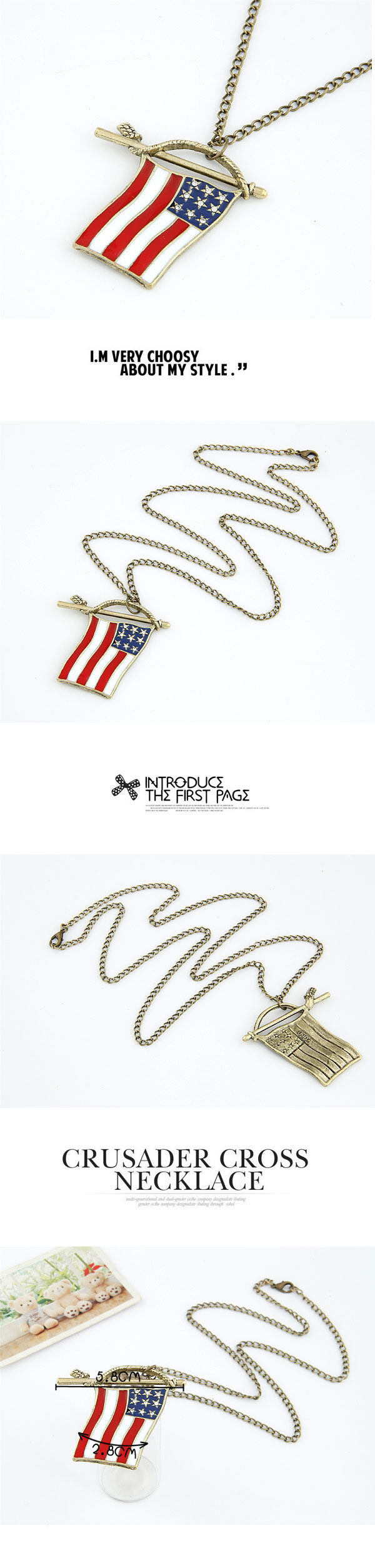 24K Red Flag Shape Design Alloy Chains,Chains