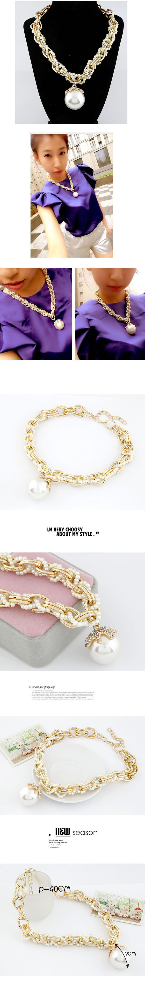 Fair Gold Color Imitate Pearl Pendant,Bib Necklaces