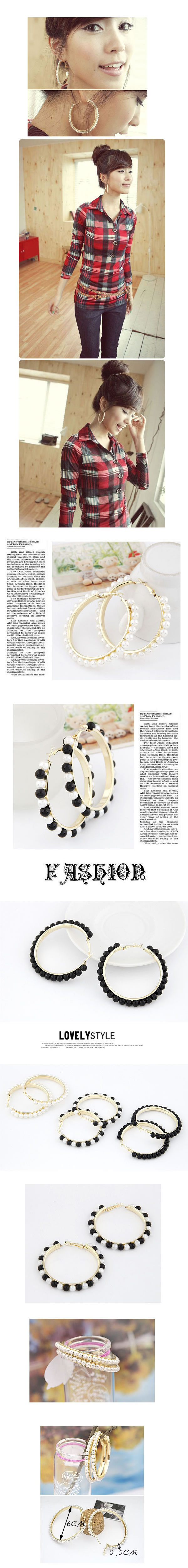 2011 Black Big Circle Pearl Design,Hoop Earrings