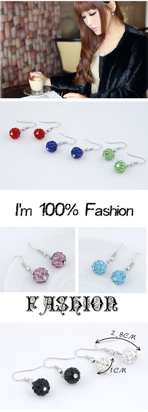 Amethyst Green Blink Ball Design Alloy Korean Earrings,Drop Earrings