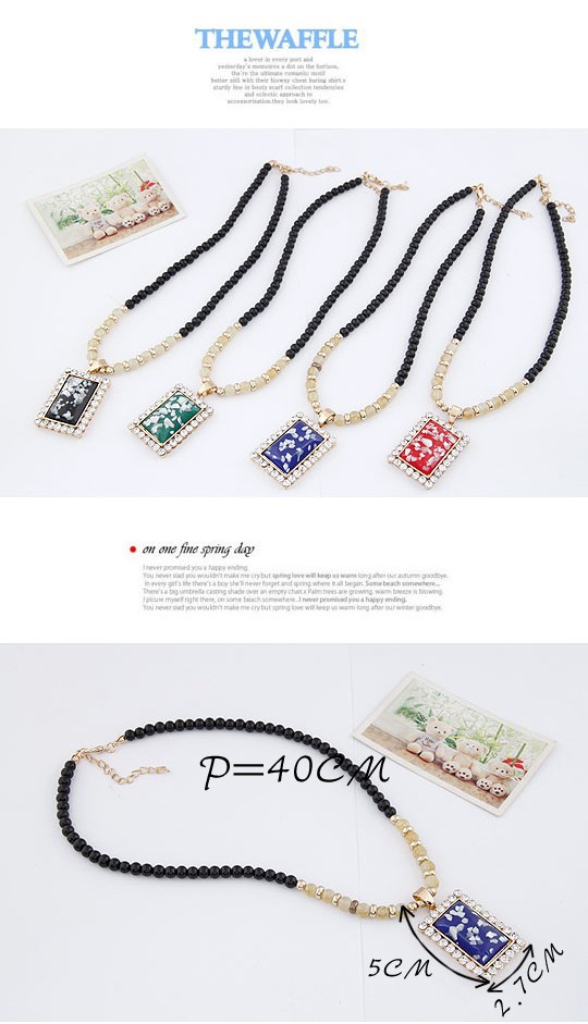 Seamless Red Bling Square Design Alloy Bib Necklaces,Bib Necklaces