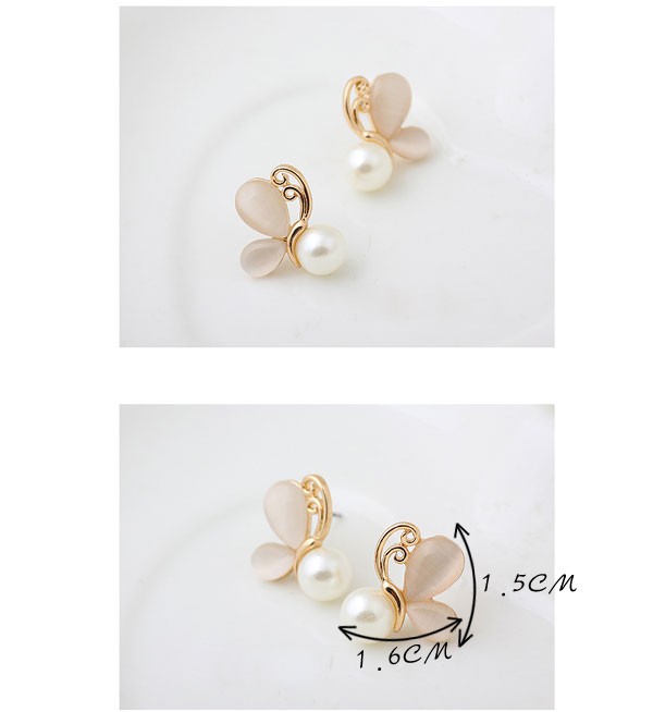 Energie White Butterfly Pearl Design,Stud Earrings