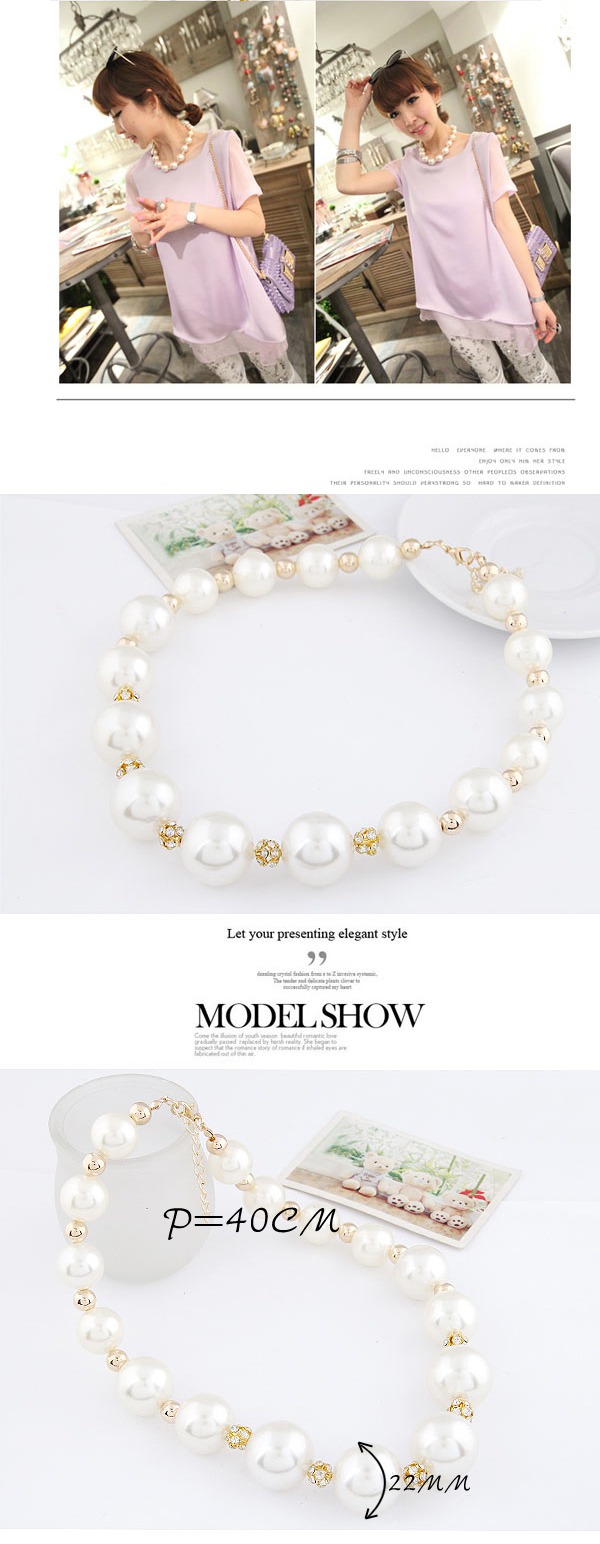 Handmade White Simple Pearl Design,Beaded Necklaces