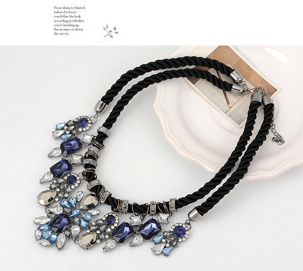 Modest blue double layer weave design,Multi Strand Necklaces