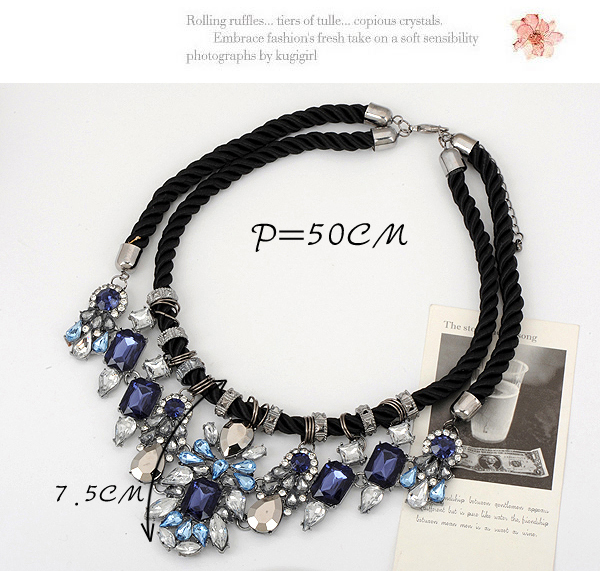 Modest blue double layer weave design,Multi Strand Necklaces