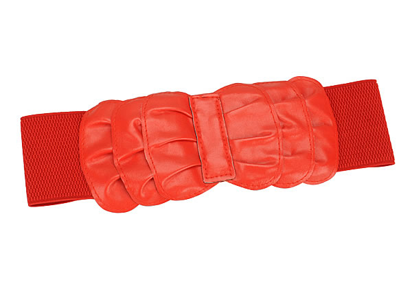 Velvet Red Frills Multilayer Bow Elastic Width,Wide belts