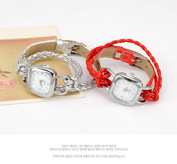Fabulous Red Lock Shape Weave Plastic Fashion Watches,Ladies Watches