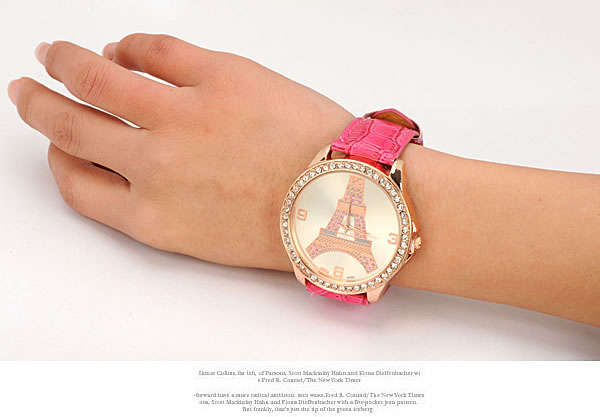 Hipster Plum Red Eiffel Tower,Ladies Watches