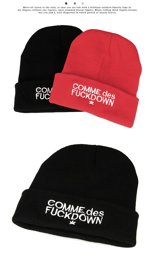 Electronic Red Embroidery Comme Des Fuckdown Design Knitting Wool Fashion Hats,Beanies&Others