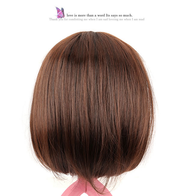 Hydraulic Nature Black Bobo Style With Tilted Bang,Wigs