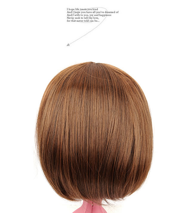 Hydraulic Nature Black Bobo Style With Tilted Bang,Wigs