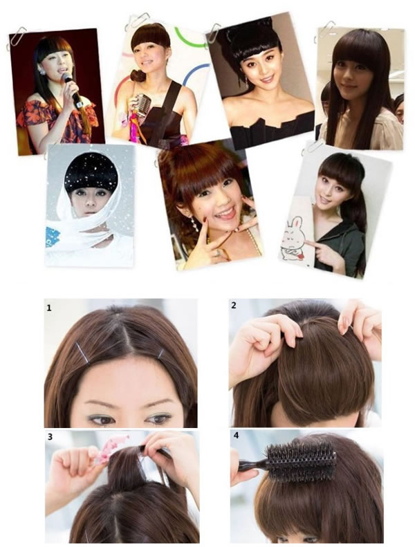 Pleated Dark Brown Hairs Banged With Temples,Wigs