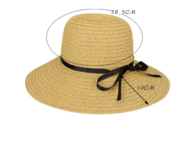 Liquid Khaki Ribbon Bowknot Decorated Design,Sun Hats