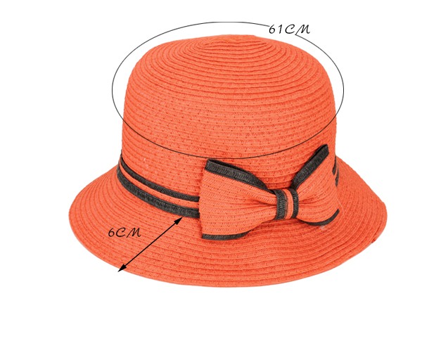 Wedding Reddish Orange Bowknot Decorated Charming Design,Sun Hats