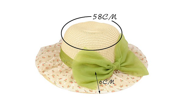 Pentacle Green Big Bowknot Decorated Design,Sun Hats
