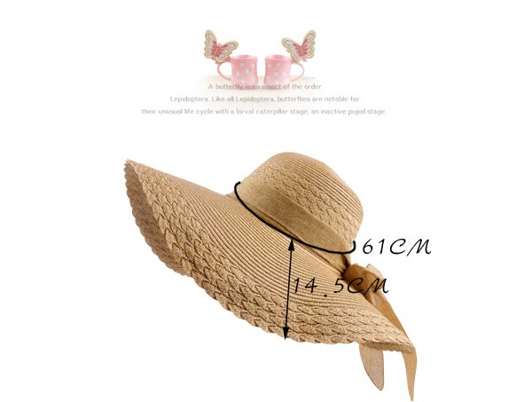 Harry Apricot Wide Large Brim With Big Bowknot Design,Sun Hats