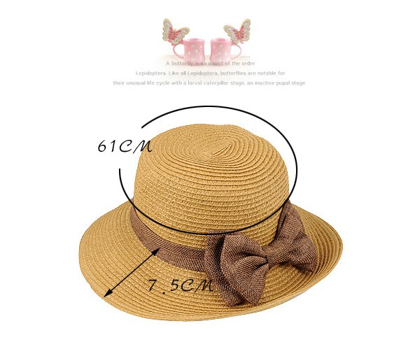 Lucky Khaki Double Layer Bow Decorated Design,Sun Hats