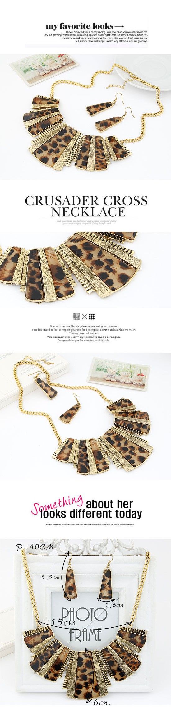 Heavy Leopard grain color Irregular geometrical shape simple design,Jewelry Sets