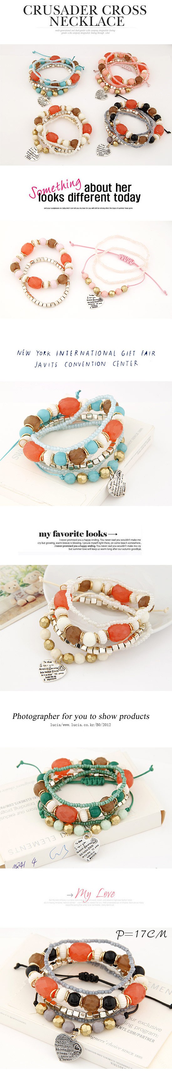 Printable multicolor beads decorated multilayer design alloy Korean Fashion Bracelet,Fashion Bracelets