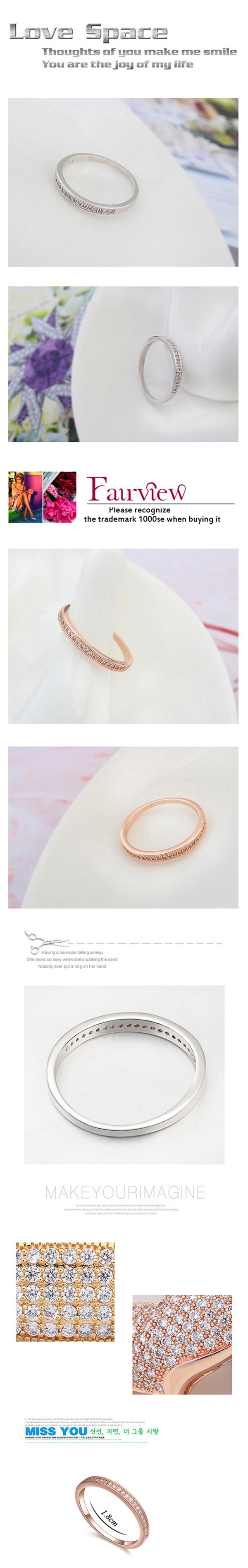 Crinkle white & rose gold round shape simple design,Crystal Rings