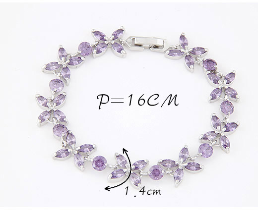 High White Diamond Decorated Flower Design Alloy Crystal Bracelets ,Crystal Bracelets