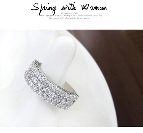 Preppy White Diamond Decorated Simple Design,Crystal Rings