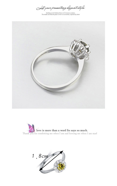 Sample White Diamond Decorated Flower Design Zircon Crystal Rings ,Crystal Rings