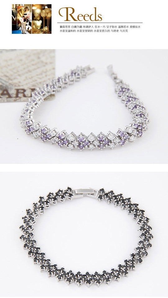 Cranes Multicolor Diamond Decorated Square Shape Design Zircon Crystal Bracelets ,Crystal Bracelets
