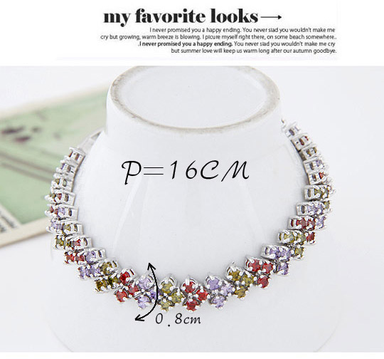 Cranes Multicolor Diamond Decorated Square Shape Design Zircon Crystal Bracelets ,Crystal Bracelets