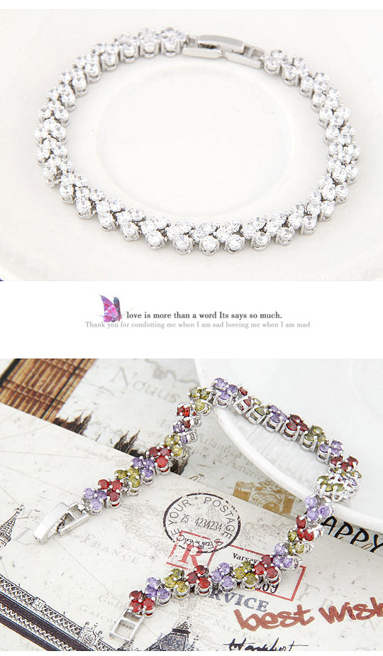 Healing Black Diamond Decorated Round Shape Design Zircon Crystal Bracelets ,Crystal Bracelets