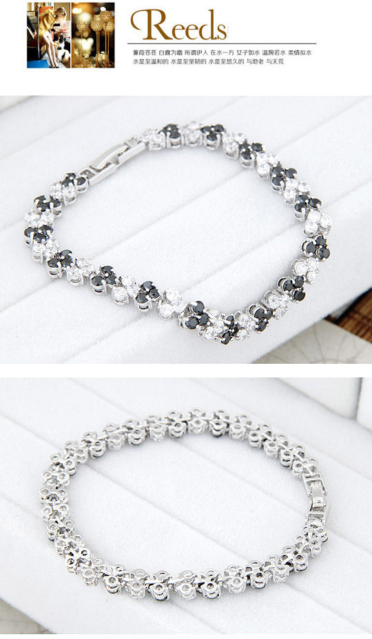 Healing Black Diamond Decorated Round Shape Design Zircon Crystal Bracelets ,Crystal Bracelets