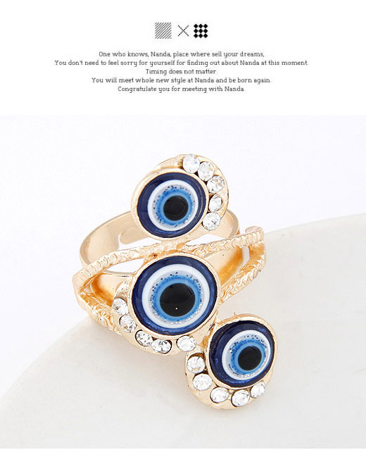 Toddler Blue Diamon Decorated Eye Shape Design Alloy Korean Rings,Fashion Rings