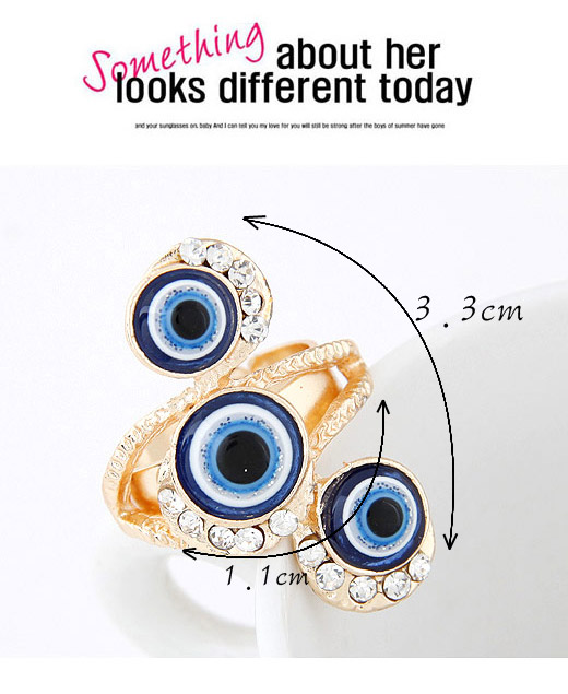Toddler Blue Diamon Decorated Eye Shape Design Alloy Korean Rings,Fashion Rings