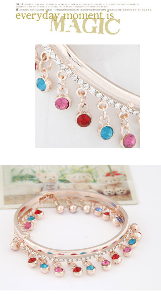 Christenin Multicolor Diamond Decorated Round Pendant Design Alloy Fashion Bangles ,Fashion Bangles