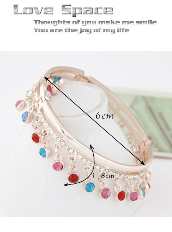 Christenin Multicolor Diamond Decorated Round Pendant Design Alloy Fashion Bangles ,Fashion Bangles