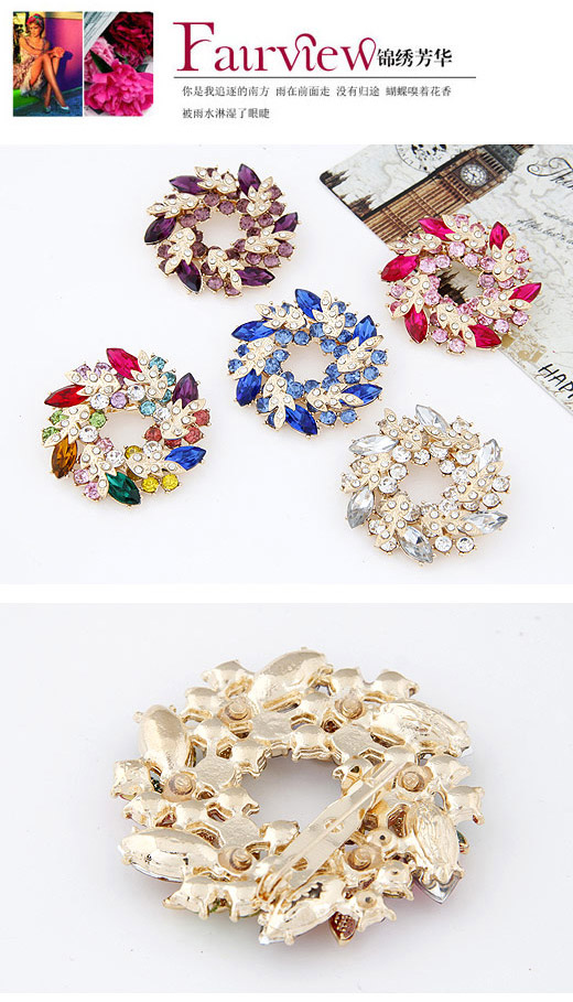 Blank Red Diamond Decorated Leaf Shape Design Alloy Korean Brooches ,Korean Brooches